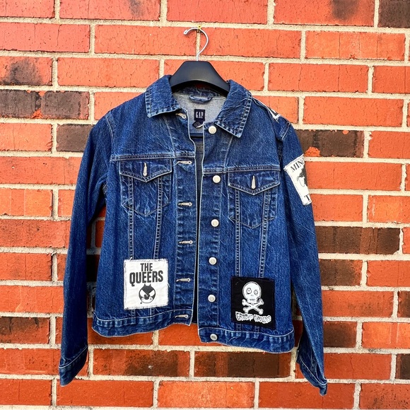Vintage Customized Screeching Weasel 80’s Punk Bands Gap Jean Jacket Size M - Picture 2 of 12